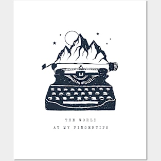 Creative Illustration. Mountains, Stars And Typewriter. Inspirational Quote Posters and Art